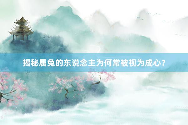 揭秘属兔的东说念主为何常被视为成心？
